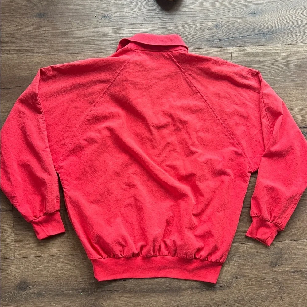 Great Cavalier Red Knit-Panel Crewneck Sweater with Polo Collar ! Large